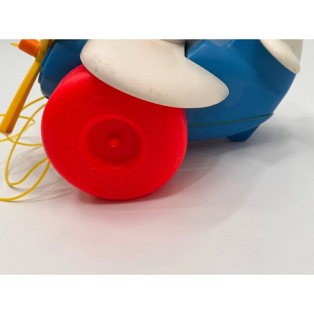 Vintage 1980 Fisher Price #171 Pull Along Airplane Toy Pilot Propeller Collector